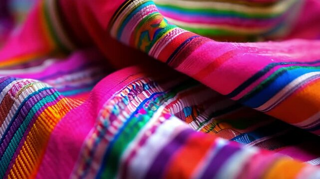 Vibrant texture of a traditional peruvian poncho for cultural and textile design inspiration