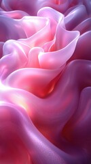 A 3D minimalist wave pattern designed in soft, flowing curves with pastel colors such as light pink, baby blue, lavender, and mint green.