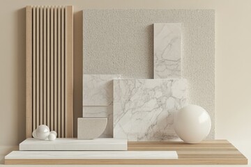 Minimalist beige studio product display scene