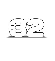 Desain nomber 32 background white
