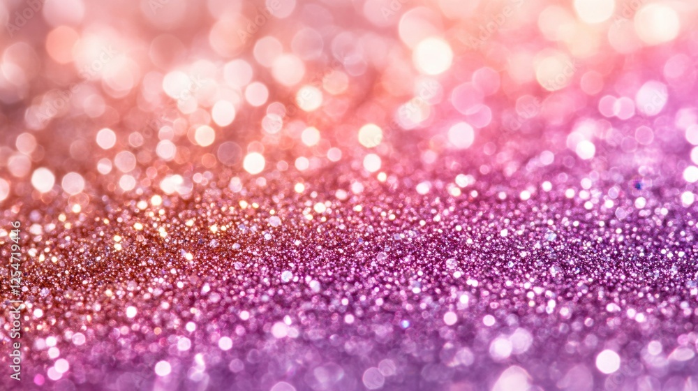 Poster sparkling glitter texture with pink and peach gradient bokeh effect for festive backdrop