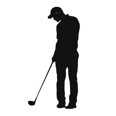Black Silhouette of a Golf Player Swinging a Club