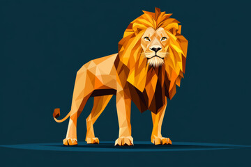 geometric lion illustration with bold mane on dark background