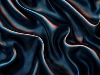 Obraz premium Dark blue silk fabric, elegant waves, texture, background, design