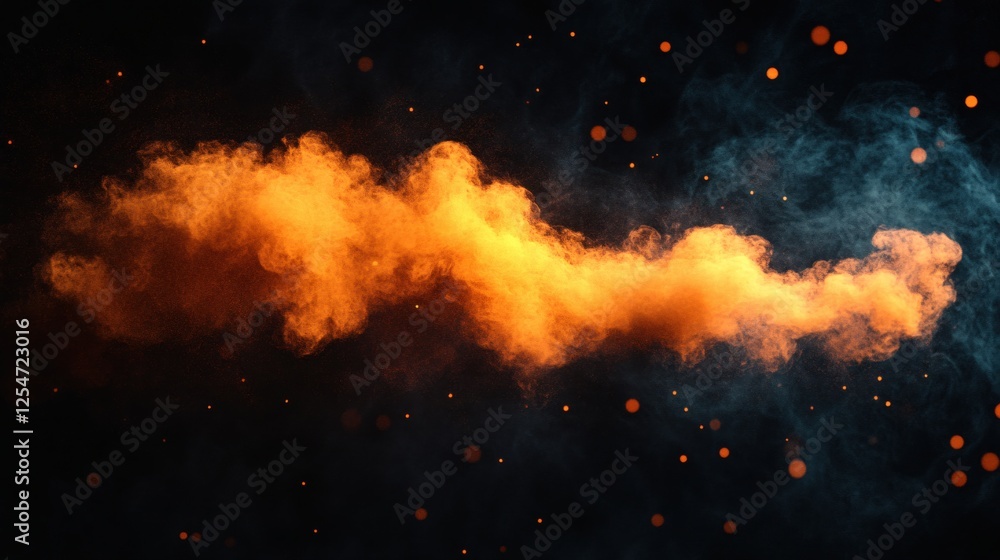 Aufkleber orange cloud with particles on dark background creating a dramatic abstract effect