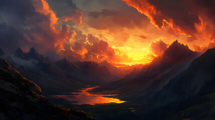 cityscape at night with bright neon lights reflecting off wet streets 