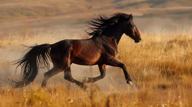Wild horse in Stara planina mountine in Bulgaria
