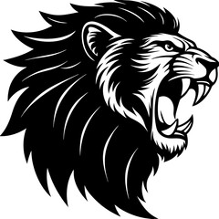 Lion roaring silhouette vector illustration 