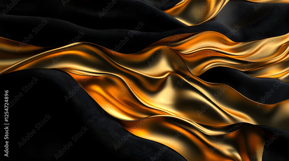 Aufkleber black and gold background with a fluid wave pattern creating an abstract design for artistic and cre