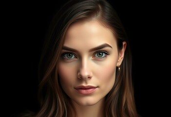 Fototapeta premium Female portrait on black background