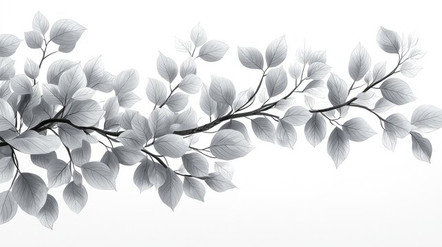 Elegant monochromatic illustration of leafy branches with a soft background, ideal for nature themes