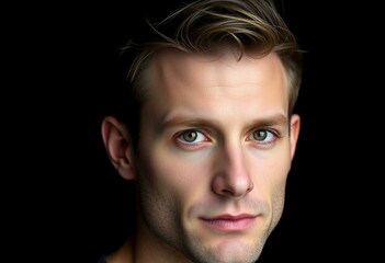 Obraz premium Male portrait on black background