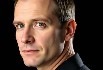 Fototapeta premium Male portrait on black background