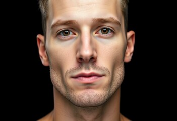 Obraz premium Photorealistic male portrait on black background