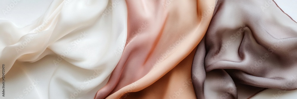 Aufkleber elegant silk fabrics draped gracefully on a neutral background with soft lighting for a serene atmos