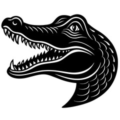 Crocodile with a jawline  silhouette vector illustration 