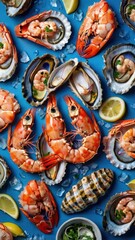 Ocean's Bounty: A Luxurious Assortment of Fresh Seafood Captured in Ultra-Realistic Detail