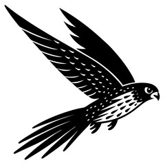 Fototapeta premium Falcon diving with a trail silhouette vector illustration 