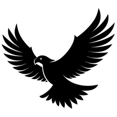 Flying Eagle with a curve silhouette vector illustration 