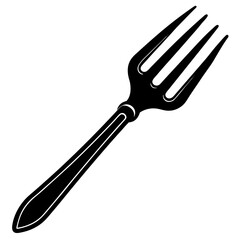 Fork with a tine section silhouette vector illustration 