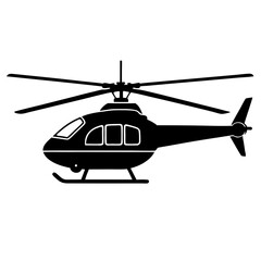 Helicopter with a rotor blade silhouette vector illustration 