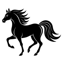  Horse running with a tail silhouette vector illustration 