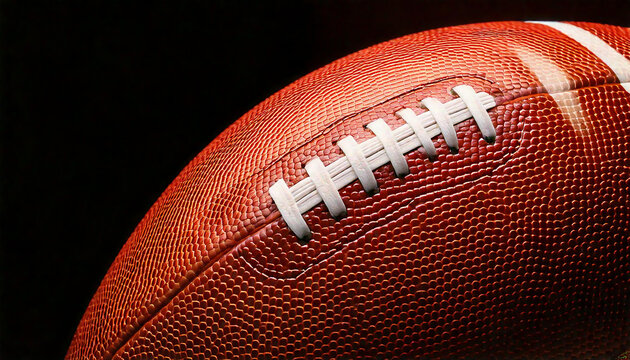 A macro shot of a rugby ball