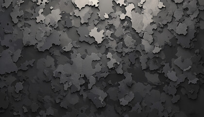 Abstract black and grey camouflage texture with layered effect