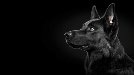 majestic black German Shepherd dog with focused expression, showcasing its strong features and alert demeanor