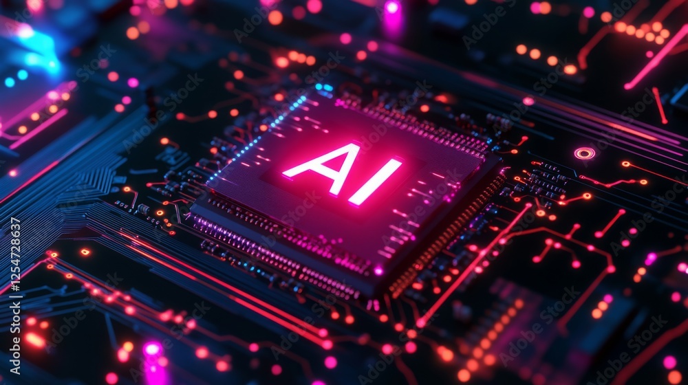 Aufkleber a vibrant circuit board featuring a glowing 