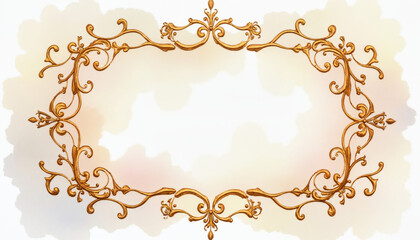 Decorative golden frame with floral elements and copy space