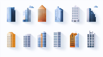 Obraz premium Modern city skyline with various building designs and colors