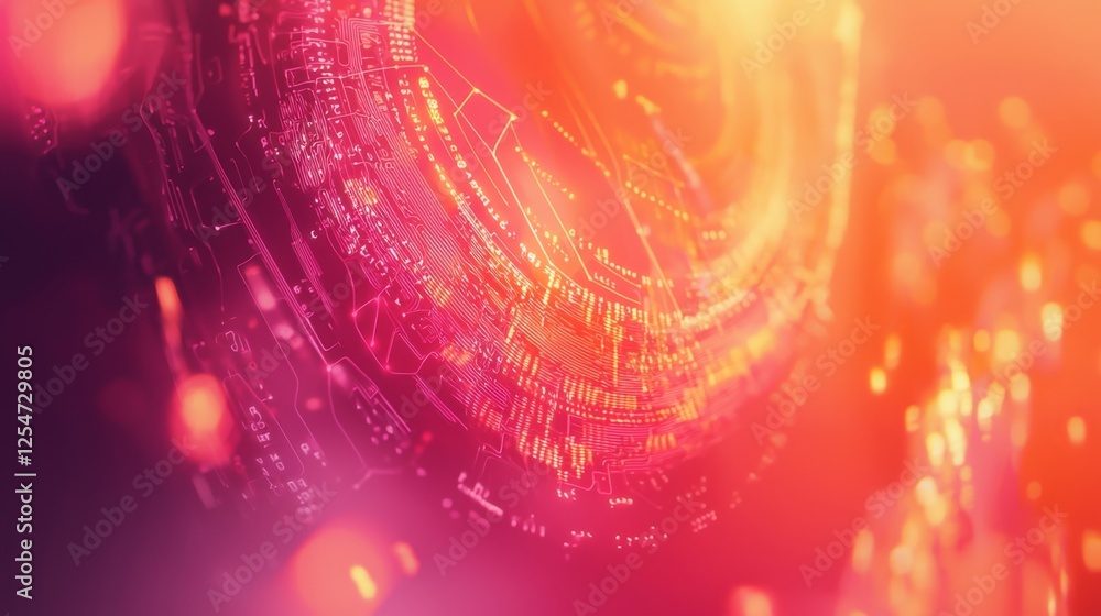 Poster abstract futuristic background with vibrant colors and digital circuits in a cosmic atmosphere enhan