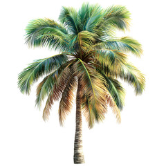 Palm tree with vibrant fronds against transparent backdrop