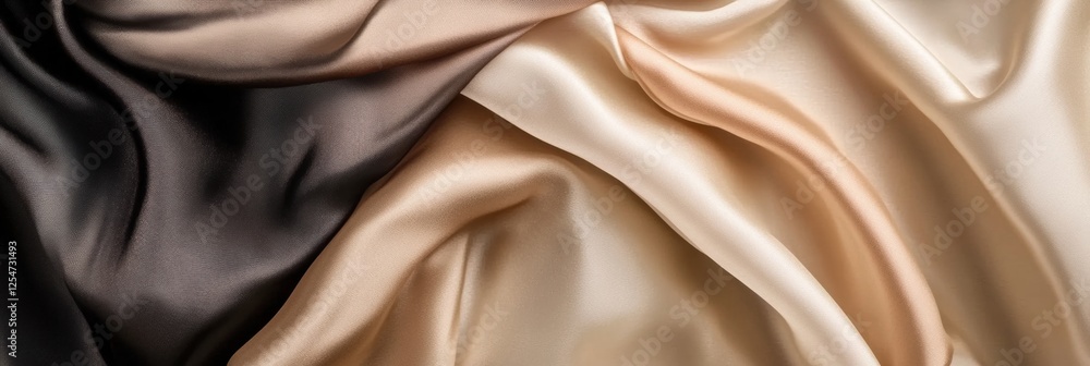 Fototapete silk fabrics gracefully draping in elegant tones set against a neutral background with soft lighting