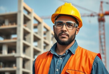 Male constructor worker on a construction site