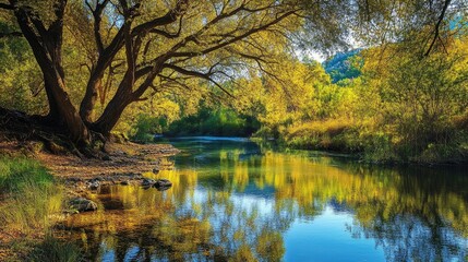 Fototapeta premium Scenic natural landscape with vibrant colors and tranquil beauty