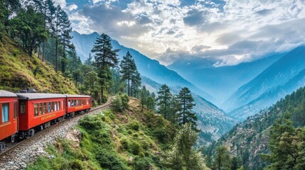 Scenic train journey through lush valleys and mountain passes