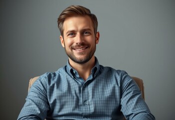 Fototapeta premium Male teacher portrait with soft lighting and subtle background