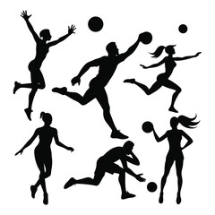 Men women playing volleyball Silhouette vector-4