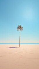 Fototapeta premium Minimal space a palm tree beach outdoors horizon.
