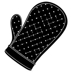 Oven mitt with a wrist section silhouette vector illustration 