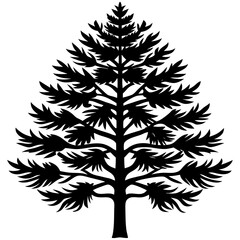 Pine tree with branches silhouette vector illustration 