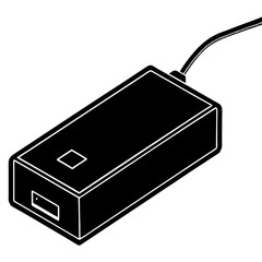  USB hub with socket area silhouette vector illustration 