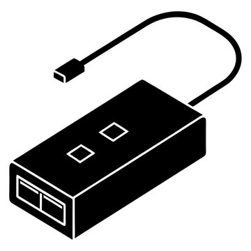 black usb device isometric view clip art preview