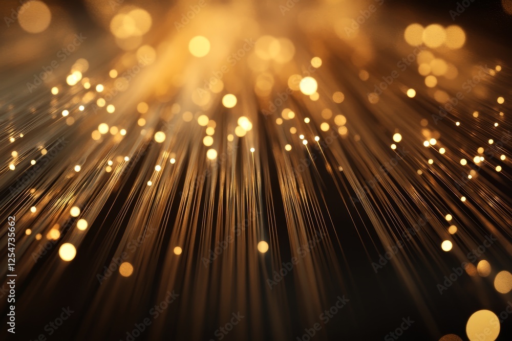 Poster golden abstract background with soft bokeh lights.