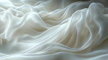 Obraz premium Soft, flowing white fabric draping gracefully, creating a serene atmosphere with gentle curves