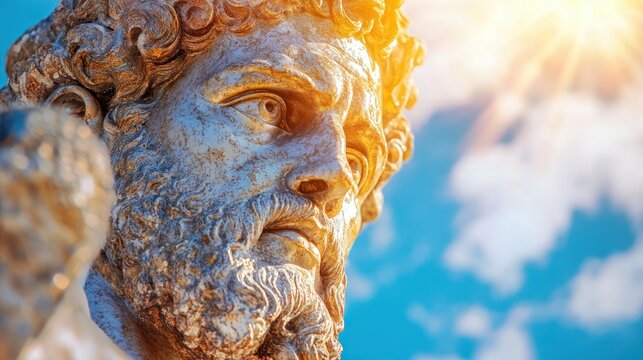 Selfie-obsessed Ancient Greek God Poses with Pastel Background in Sculpture