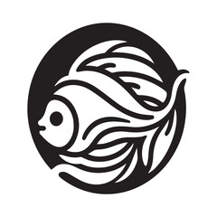 2d pomfret fish logo on a white background