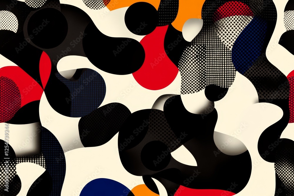Poster colorful abstract shapes creating a vibrant and dynamic design suitable for modern decor or artistic